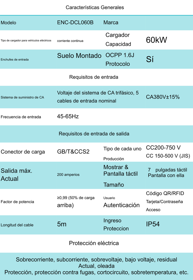 CARGADOR PARA AUTO 60KW