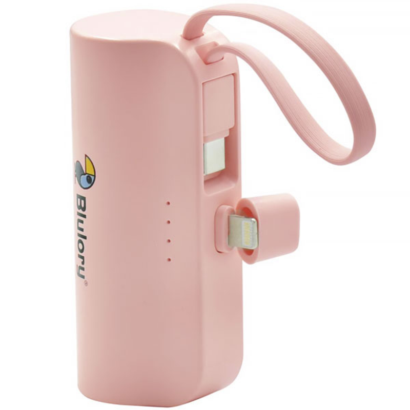 CARGADOR PORTÁTIL BLULORY CAPSULE 5.000 MAH 2  SALIDAS LIGHTNING Y USB-C - ROSA