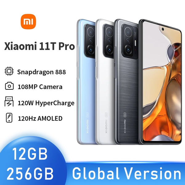 Global Version Xiaomi 11T Pro 128GB 256GB Octa Core 120W HyperCharge 108MP  Camera 120Hz Mi 11T PRO Original Smartphone
